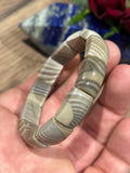 Agata Bandata Marrone, Bracciale con perla rettangolare , Lunghezza di 17 Cm