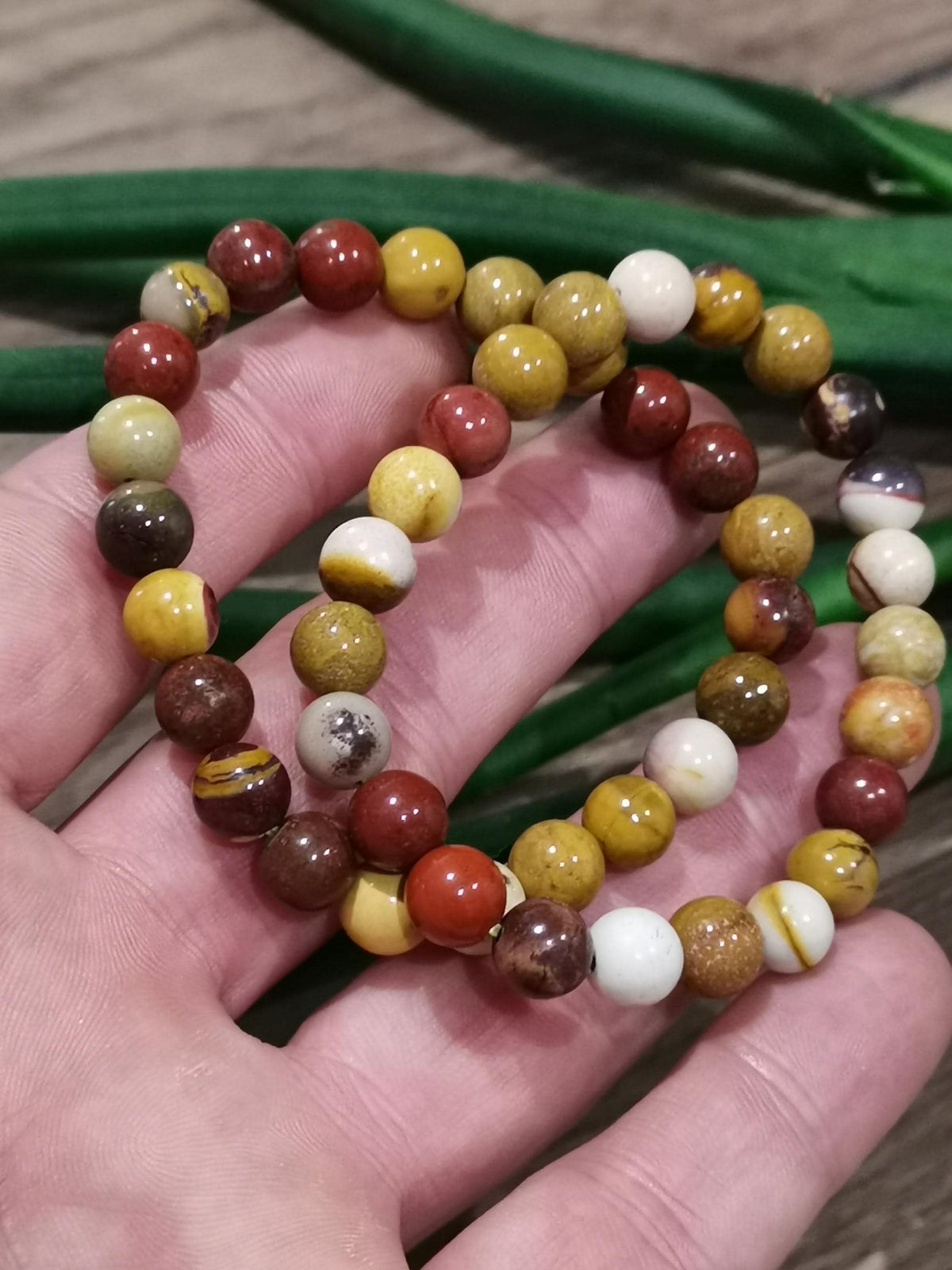 Jaspe Mookaite , mocaite / Pulseira de contas redondas de 8 mm / fabrico por medida