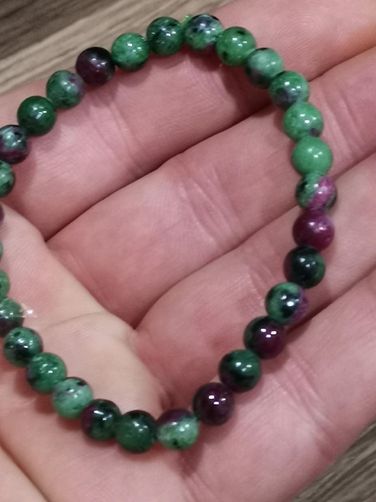 Pulseira de rubi em zoisite – Contas de 6 mm – À medida - pedra natural