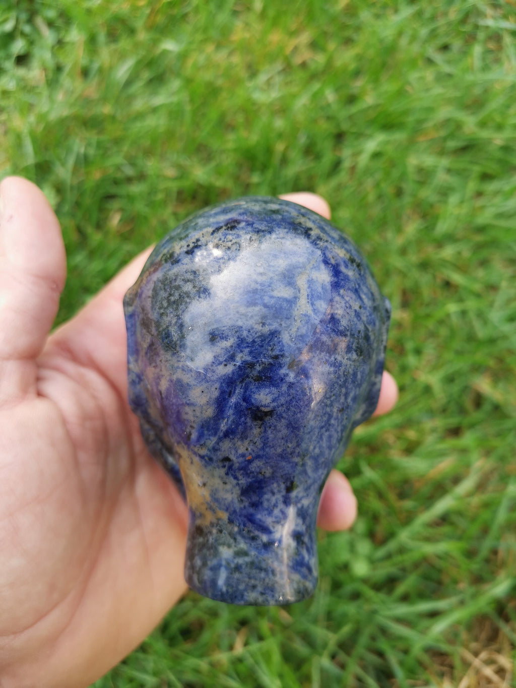 Sodaliet natuurstenen schedel / feeenkop , ELF , AVATAR