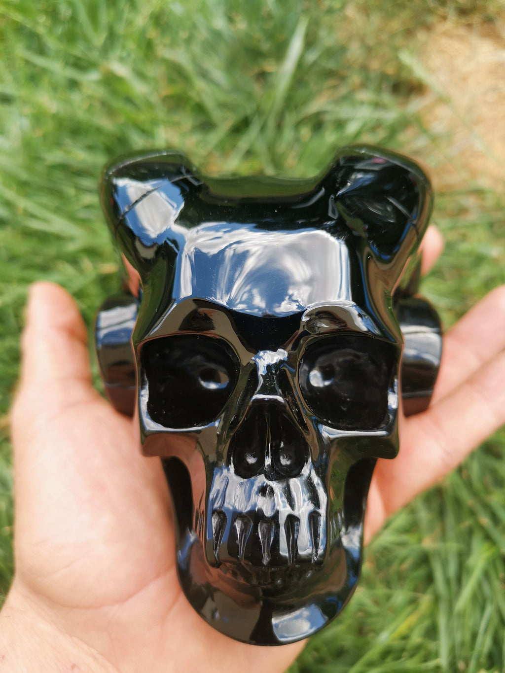 Ossidiana NERA , Teschio in pietra naturale da collezione , Skull collector Crystal Skull