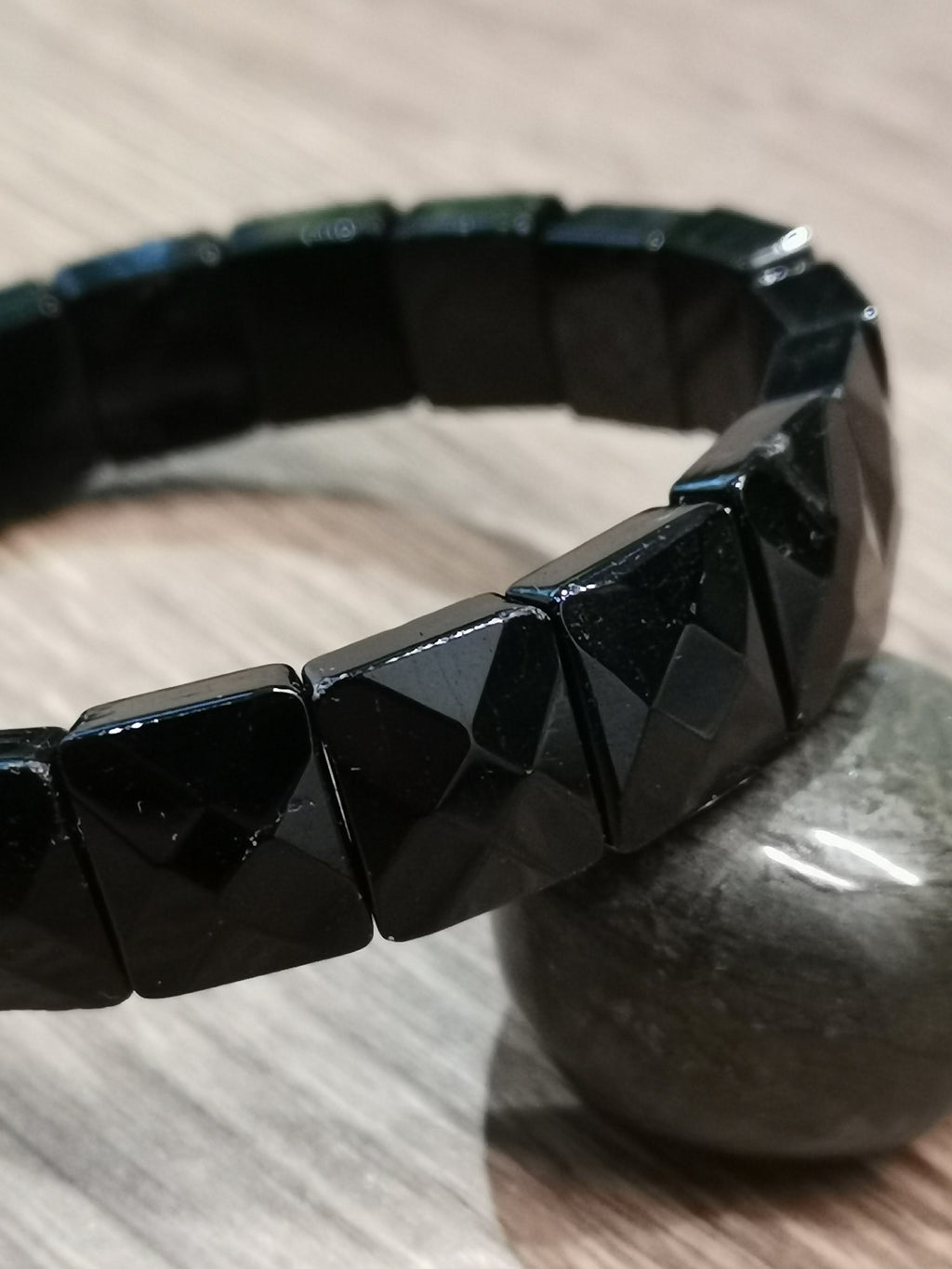 Turmalina Negra, pulseira de contas quadradas facetadas, qualidade Extra AA