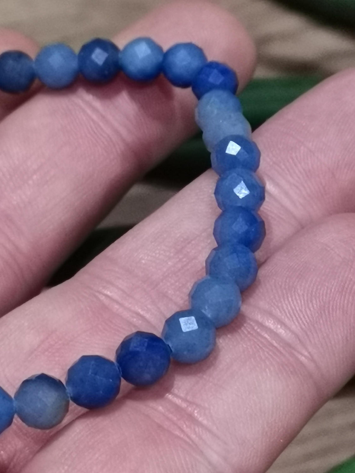 Aventurina Azul do Brasil , Pulseira à medida à escolha , Pérola redonda facetada de 6 mm