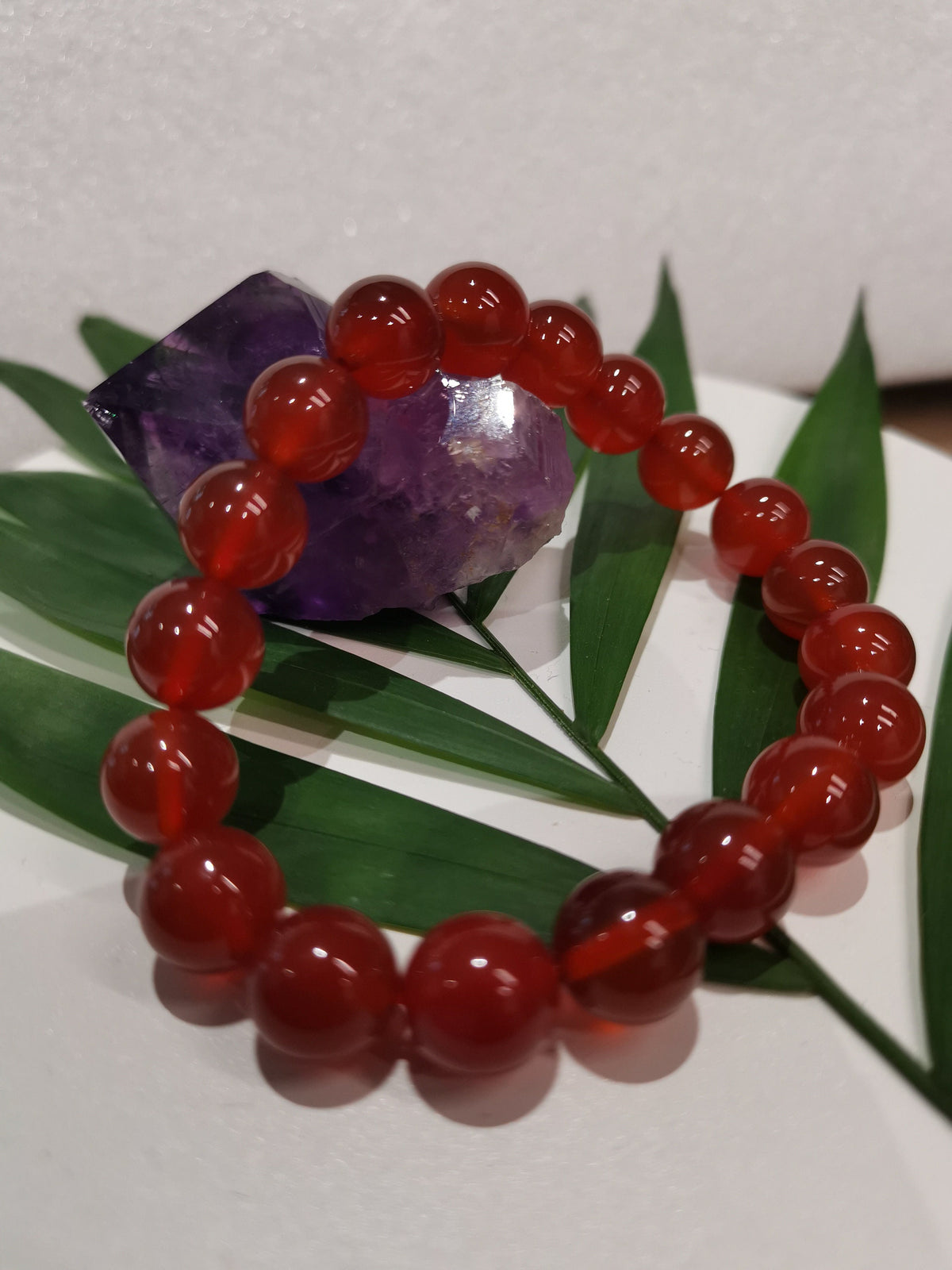 Ágata cornalina vermelho-alaranjada, pulseira de contas de 10 ou 8 mm, contas selecionadas em tons de vermelho