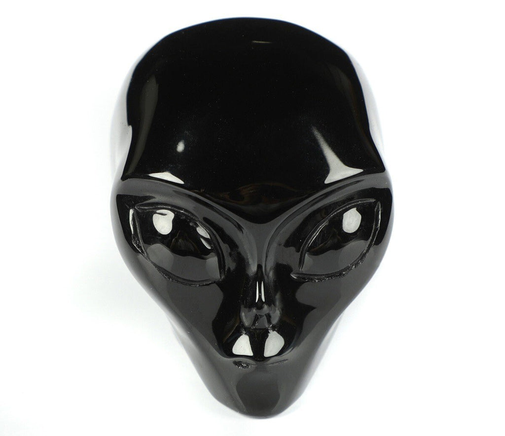 Zwarte obsidiaan, schedel van Roswell-type alien, verzamelschedel van natuursteen / Schedel, schedel, schedel, kristalschedel