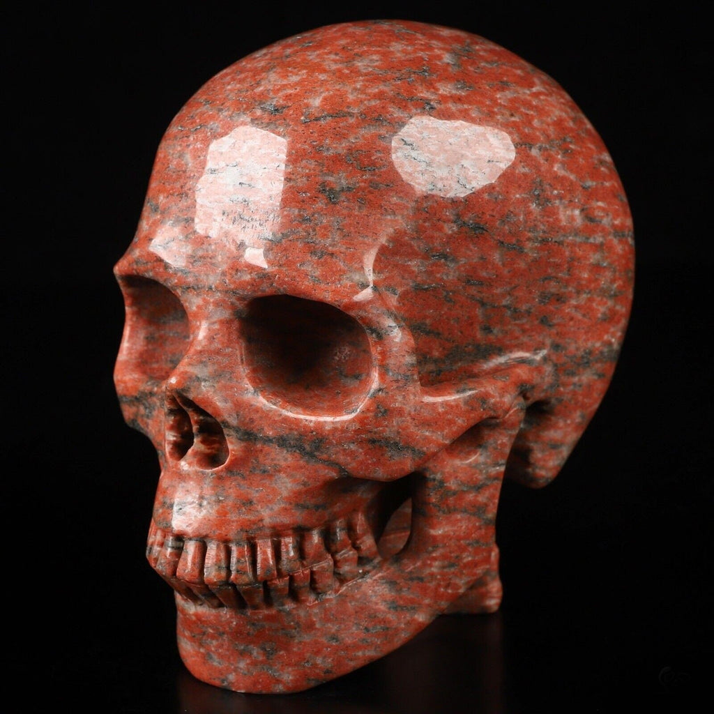 Granite Rouge ,  Crâne avec colonne  / Crystal Skull  , Collection / Lithothérapie , Cranio , SchÄdel , Craneo , reiki Crystal Skull