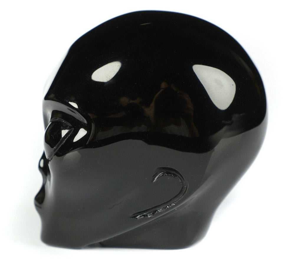 Zwarte obsidiaan, schedel van Roswell-type alien, verzamelschedel van natuursteen / Schedel, schedel, schedel, kristalschedel