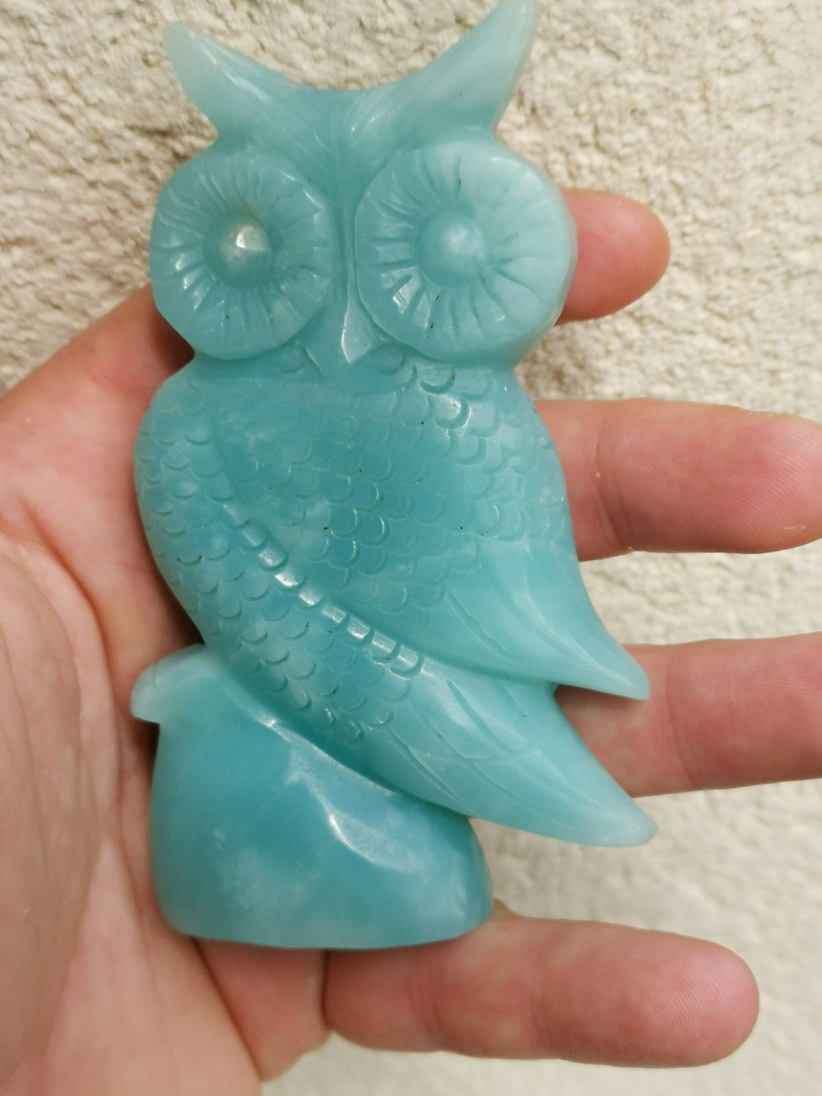 Chouette sculpture statue en amazonite de chine