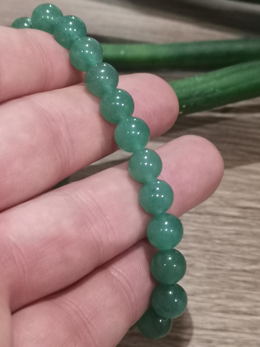 Grön brasiliansk aventurin  , Armband efter mått att välja  , Rund pärla 8 mm