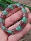 Aardbeientaartkwarts armband – Tweekleurige rechthoekige kralen