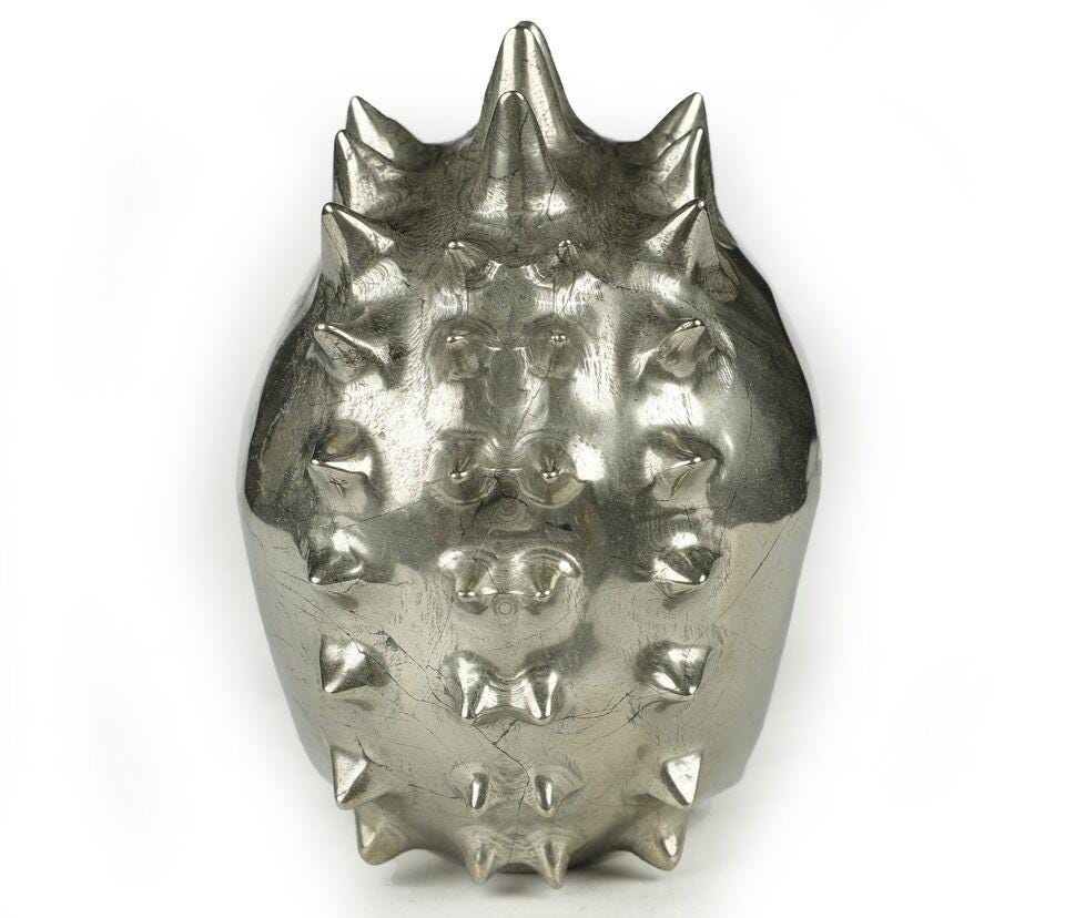 Magnificent Pyrite, Stone Skull carved in PUNK / Pique style