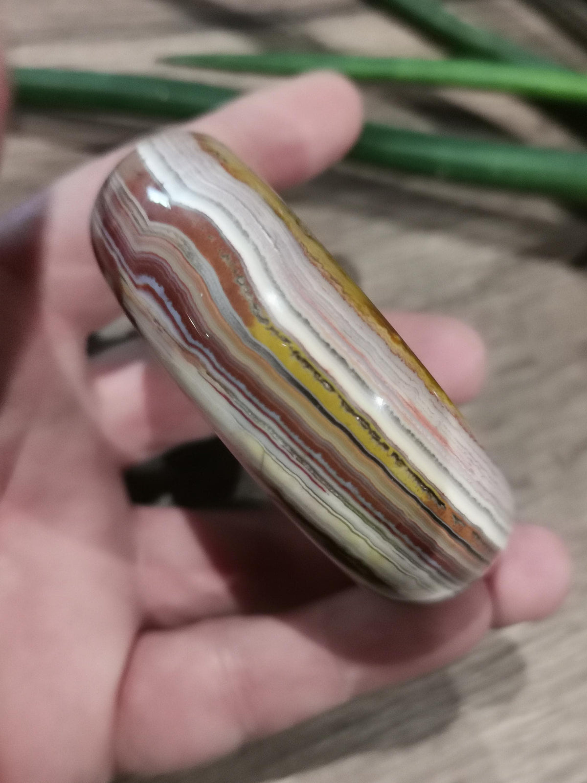 Crazy Agate, Crazy Agate / Natural Stone Bangle Bracelet, Diameter 60 Mm