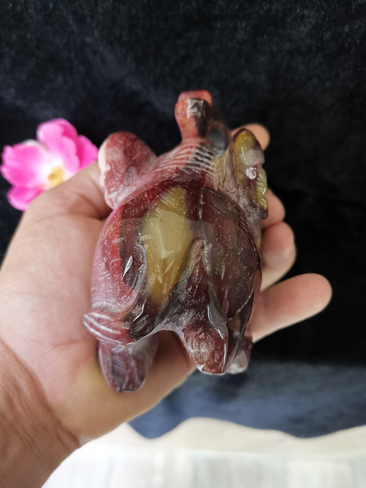 Elephant carved in JASPER MOKAÏTE stone, antique finish