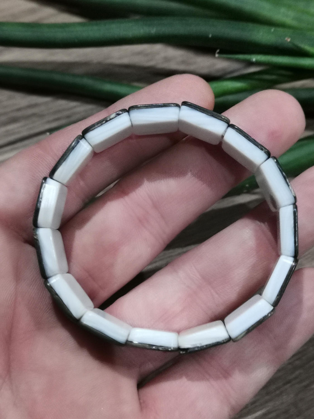 Pulsera de nácar de abalón – Perlas rectangulares
