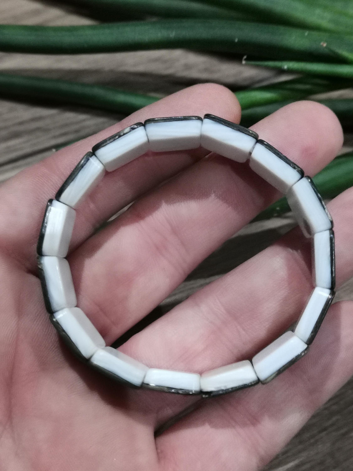 Pulsera de nácar de abalón – Perlas rectangulares