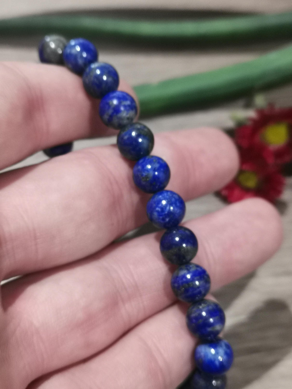 Lapislázuli de Pakistán , Pulsera a Medida en perla de 8 Mm en , Piedra natural
