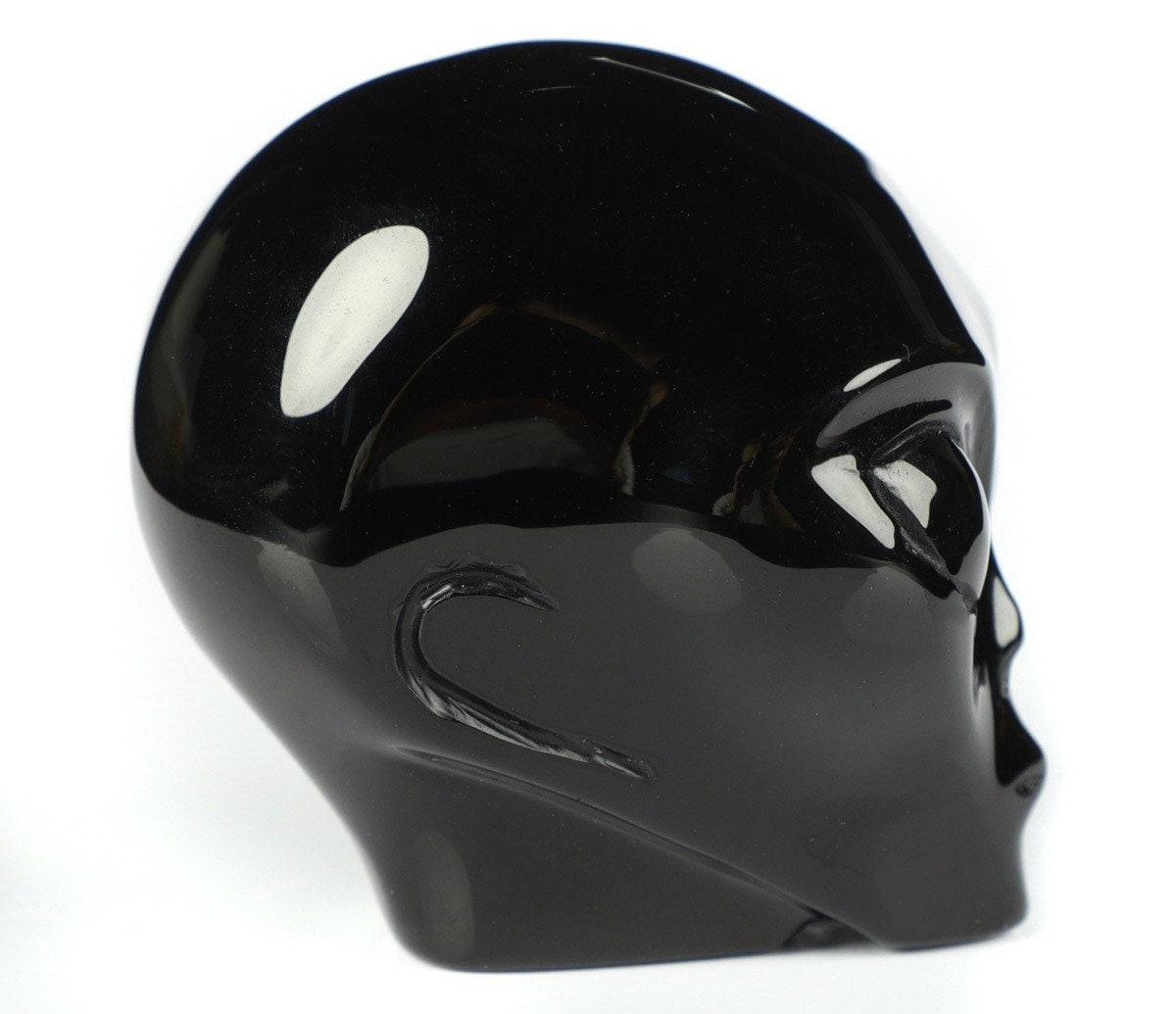 Zwarte obsidiaan, schedel van Roswell-type alien, verzamelschedel van natuursteen / Schedel, schedel, schedel, kristalschedel