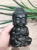 Buddha Göttin Indiens aus schwarzem Obsidian (0,925 kg), Feng-Shui-Skulptur, Zen-Dekoration, Meditation