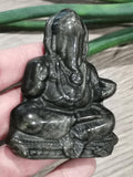 Ganesh gravé en obsidienne dorée – Sculpture en pierre naturelle