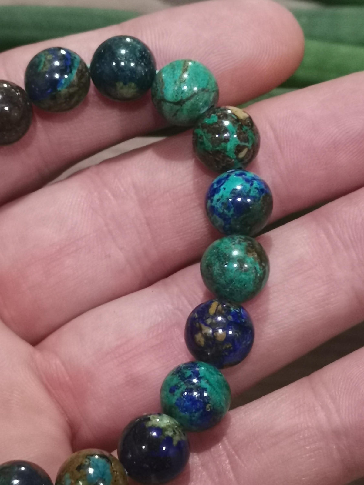 Pulseira em azurite-malaquita – Contas de 10 mm – À medida