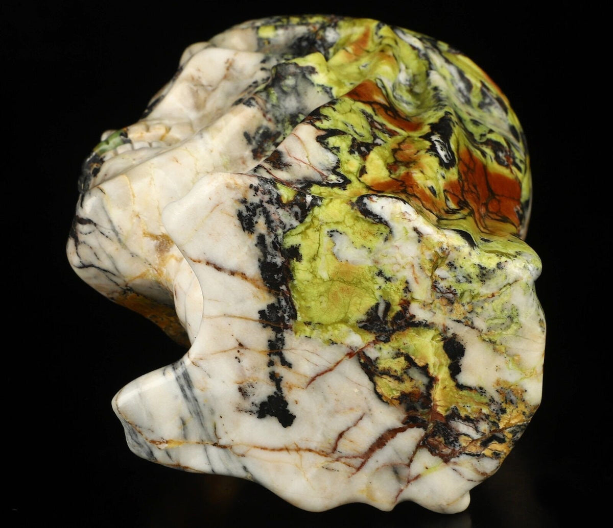 Jaspe Hiso  , Crâne Momie en pierre naturelle taillé / Sculpture Vanité , memento mori