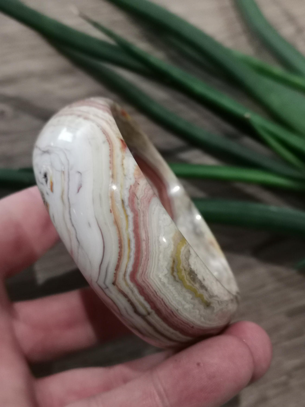 Pulsera rígida de ágata loca · Diámetro interior 62 mm , Piedra natural