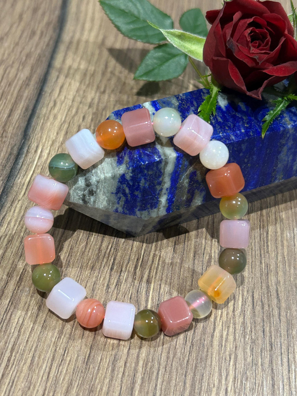Giada Multicolore  , Perla rotonda e quadrata  , Pietra naturale / Serenità – Equilibrio – Rinnovamento