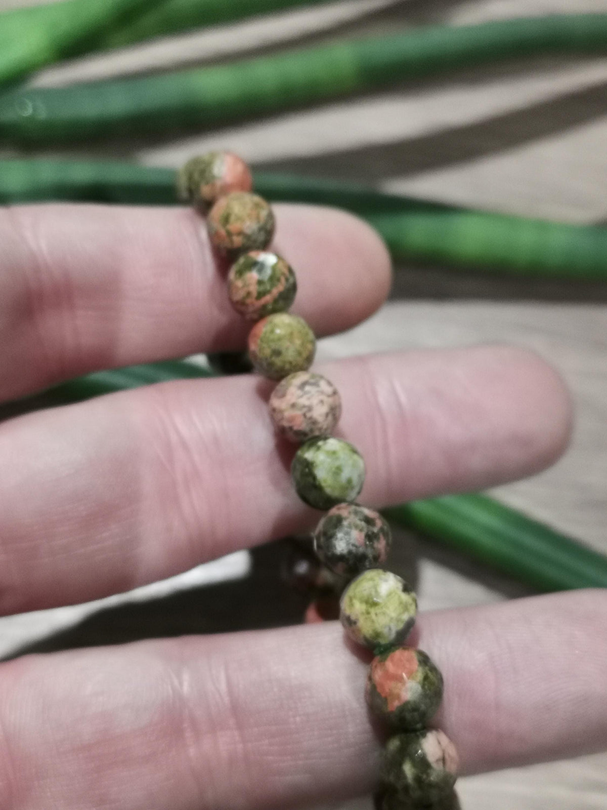 UNAKITE , Custom-made natural stone bracelet ->  9 mm faceted round bead