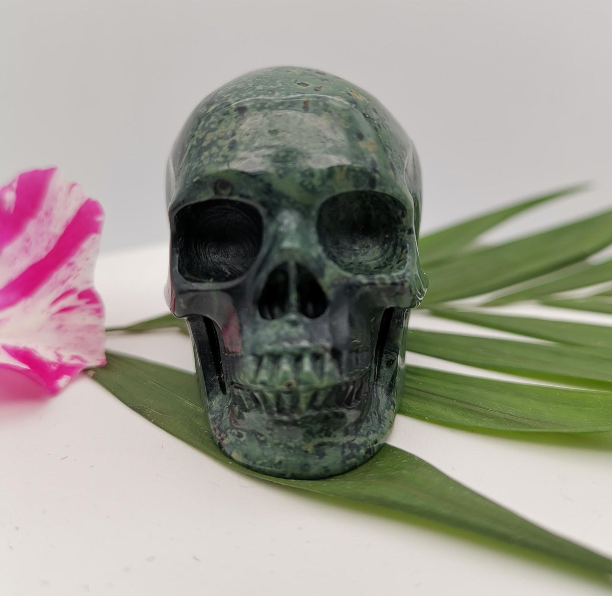 2" Crocodile Skin Jasper / Kambaba Jasper / Collector's Skull, Top quality carved natural stone ideal decoration