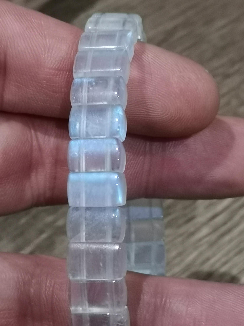 Blauwe maansteen, armband met rechthoekige parel van 10 / 6 mm, lengte 17 cm