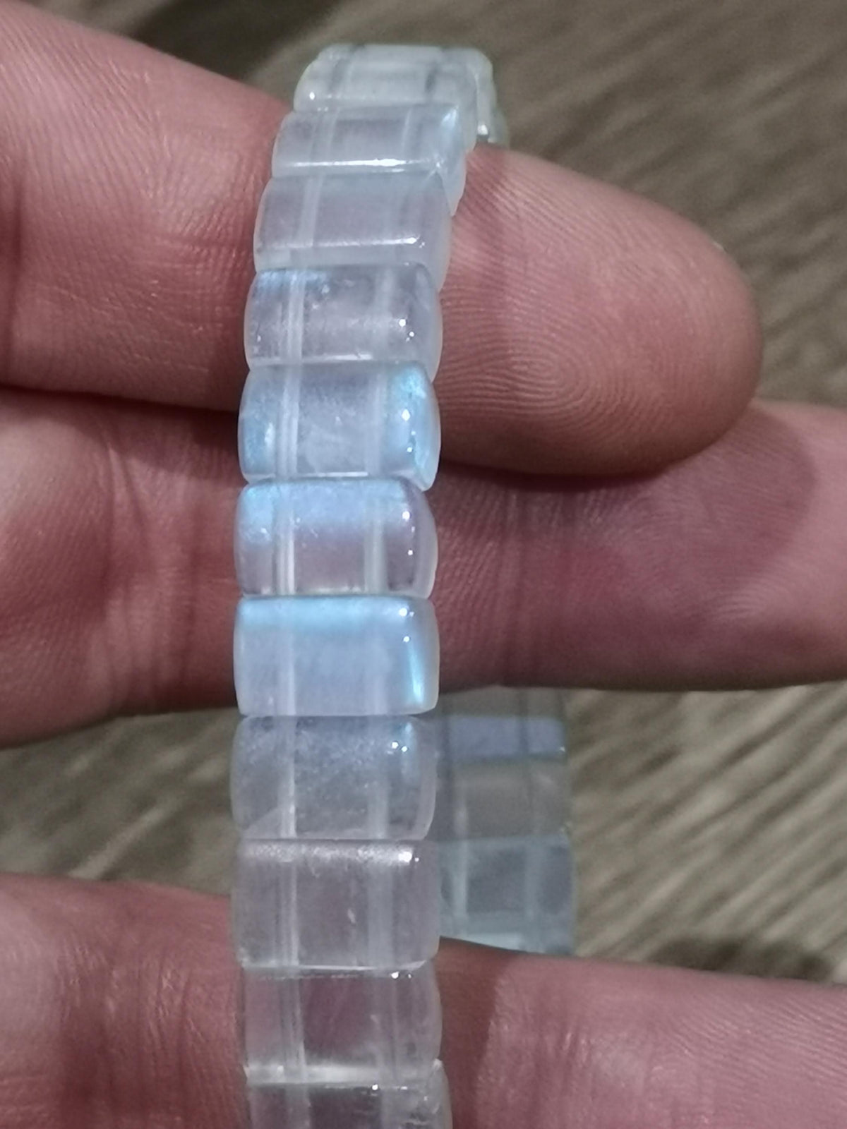 Pedra da Lua Azul , Pulseira em conta retangular de 10 / 6 Mm , Comprimento 17 Cm