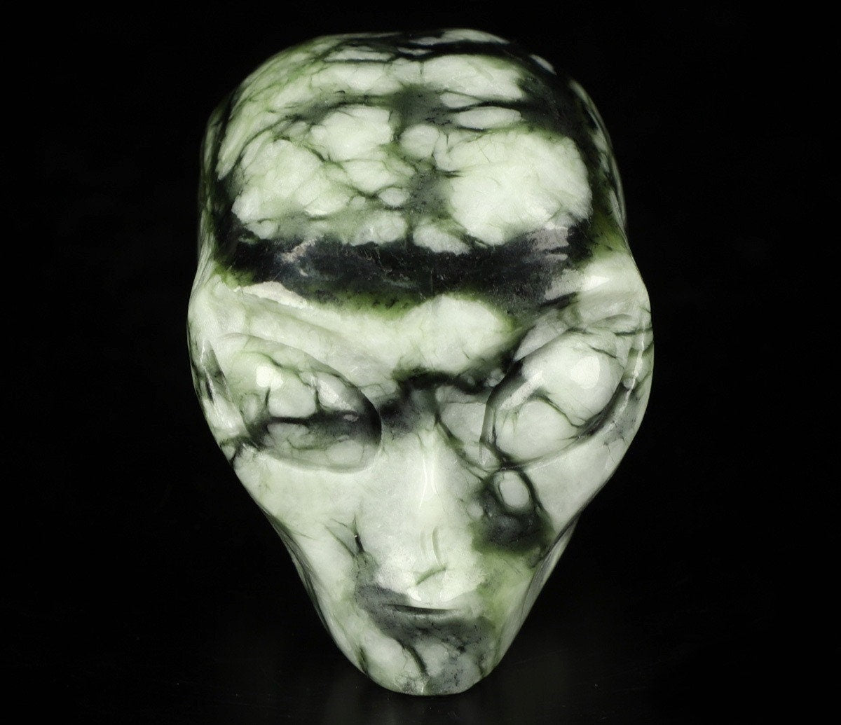 Jaspe Picasso Chinoise   / Alien invader /Crâne pierre naturelle de collection / décoration  Skull , Cranio , SchÄdel , Craneo Crystal Skull