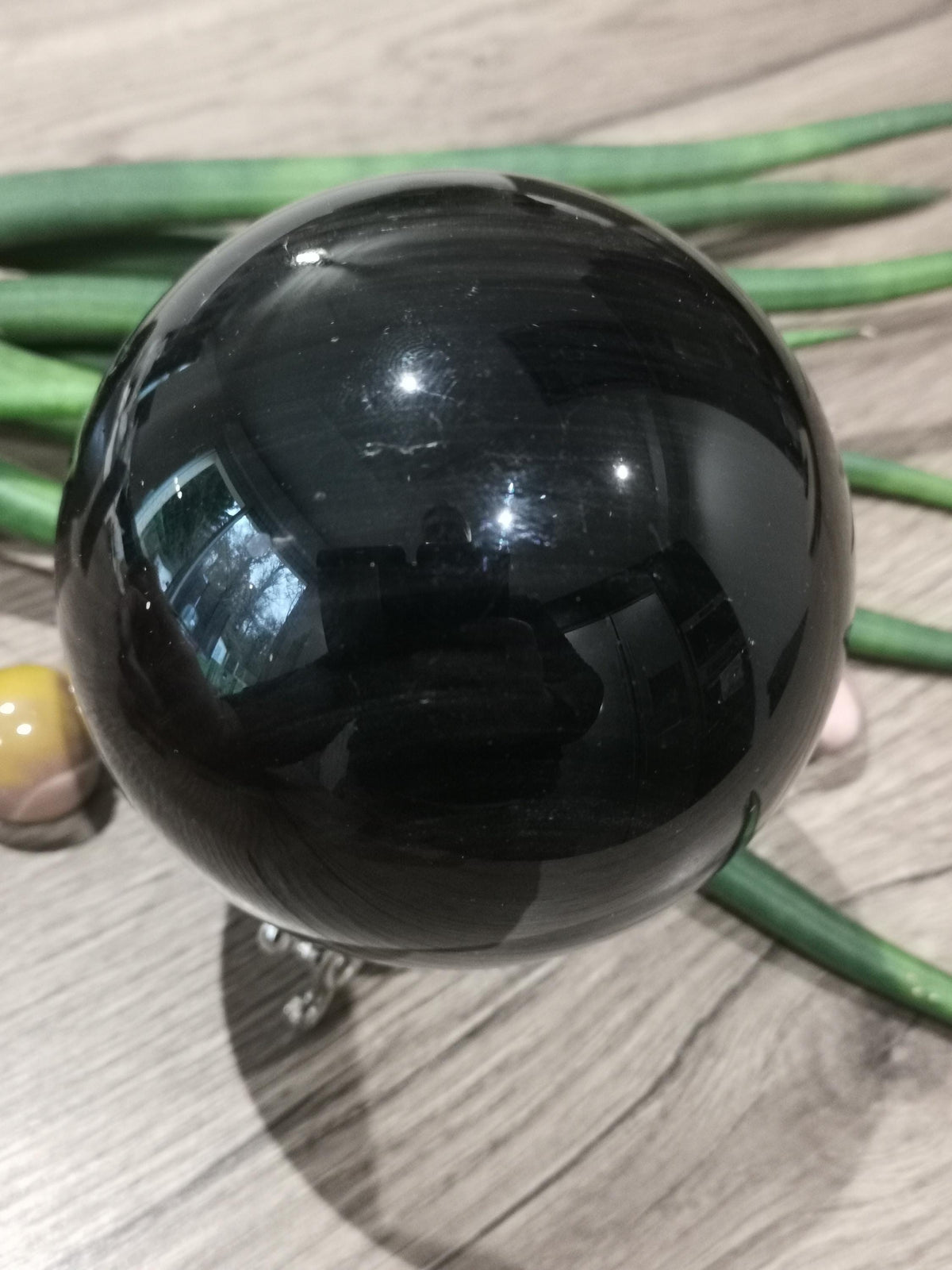 Obsidiana Plateada de México , Esfera XL 1.375 KG de Colección  , Minerales Tallados