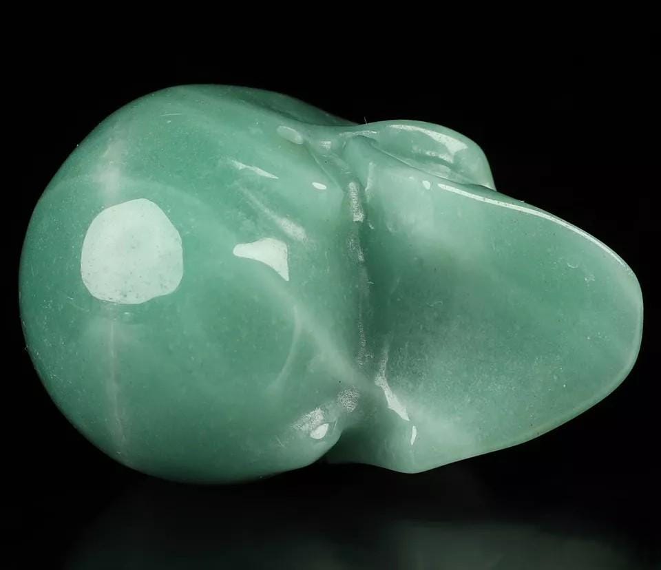 Braziliaanse groene aventurijn, natuurstenen sculptuur, bewerkte mineralen / kristallen schedel 2 P
