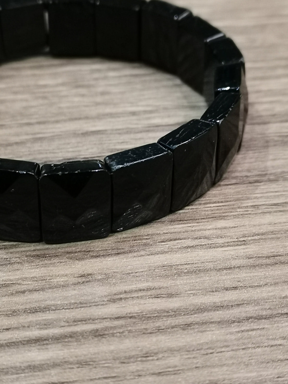 Turmalina Negra, pulseira de contas quadradas facetadas, qualidade Extra AA