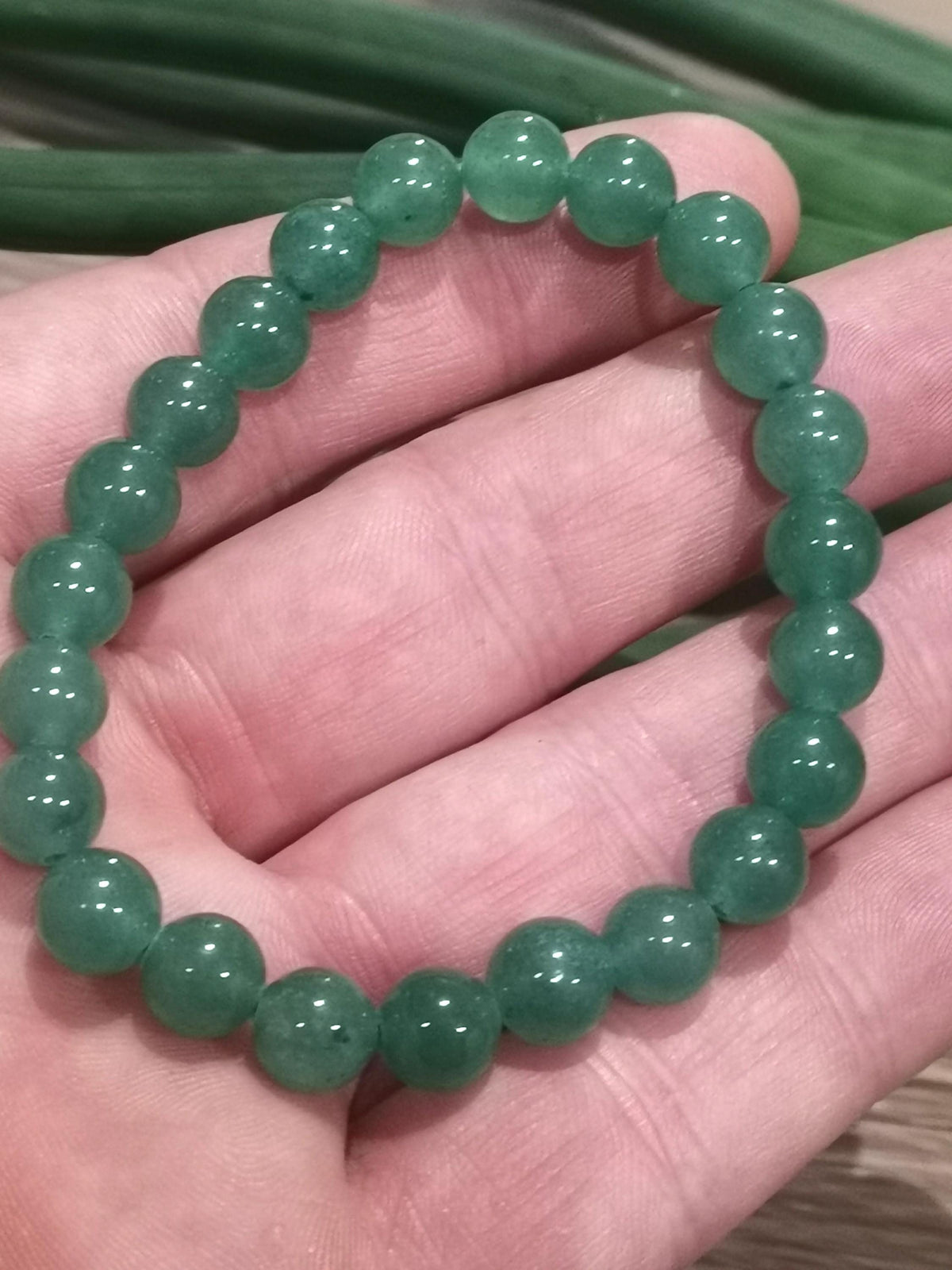 Grön brasiliansk aventurin  , Armband efter mått att välja  , Rund pärla 8 mm