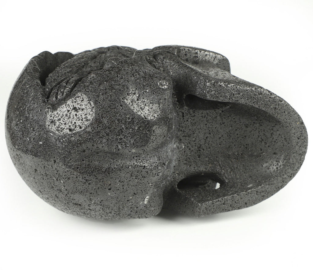 Pierre de Lave Chaude + Chouette / Crâne XXL / Pierre Volcanique de collection , Vanité , spiritualité