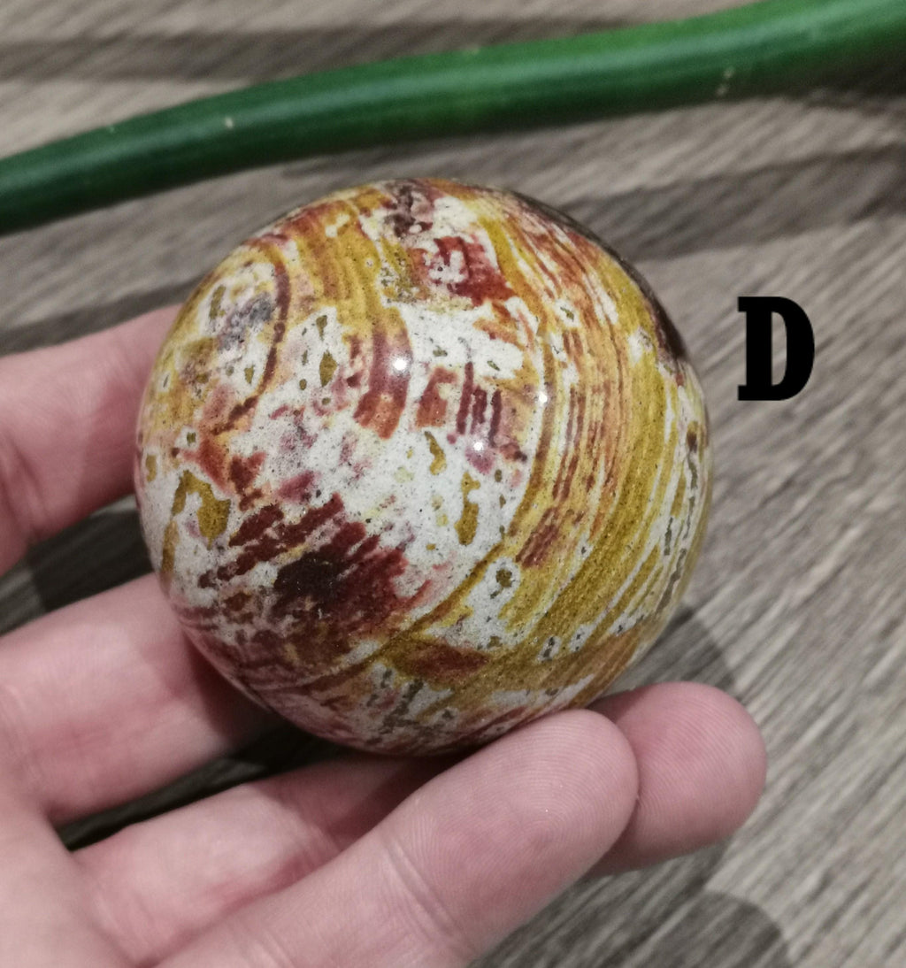 Van Gogh Jasper , Yellow , orange , red , natural stone carved into a Sphere , Collector's ball / Lithotherapy / Feng shui