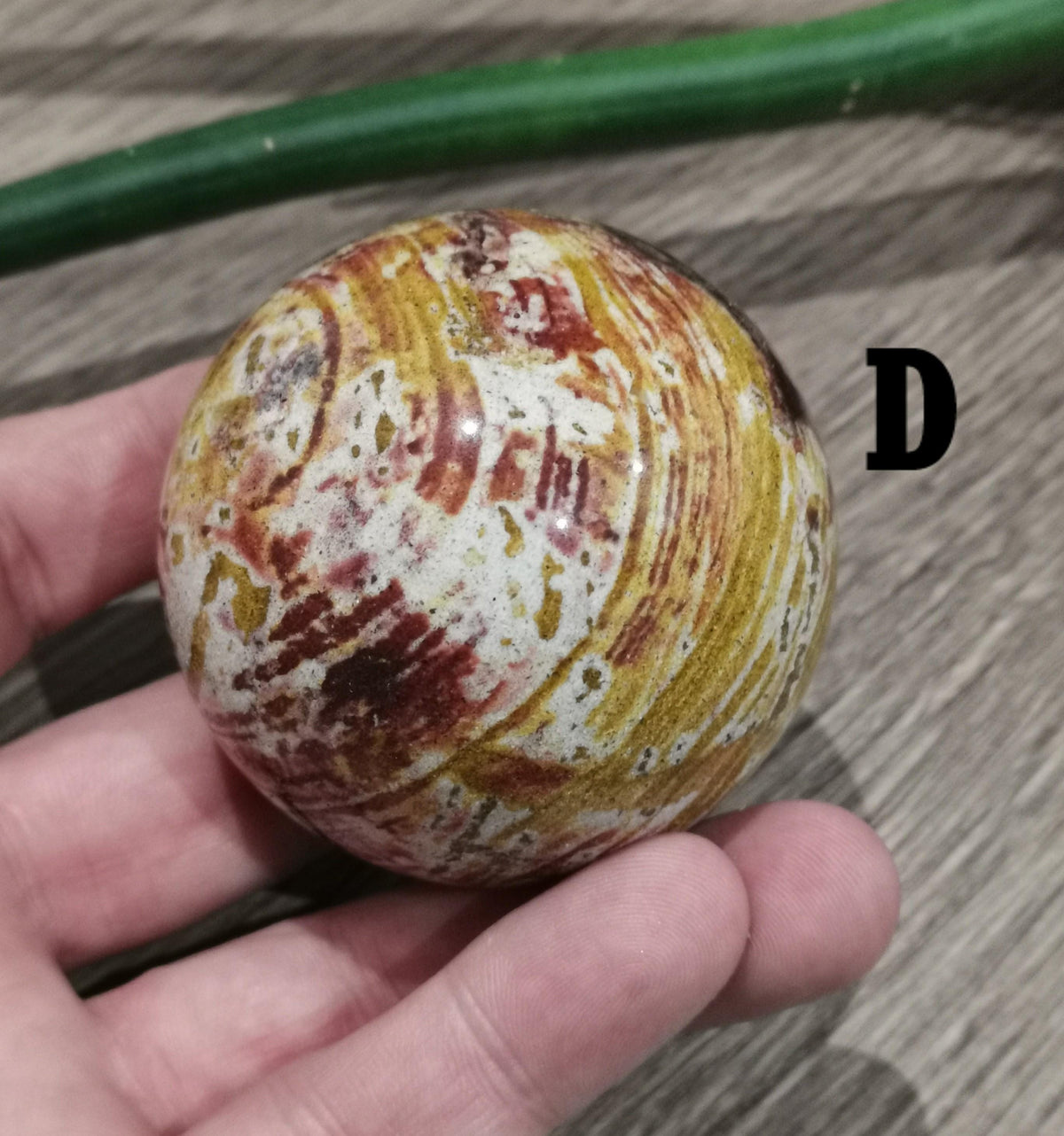 Jaspe Van Gogh , Amarillo , naranja , rojo , piedra natural tallada en Esfera , Bola de colección / Litoterapia / Feng shui