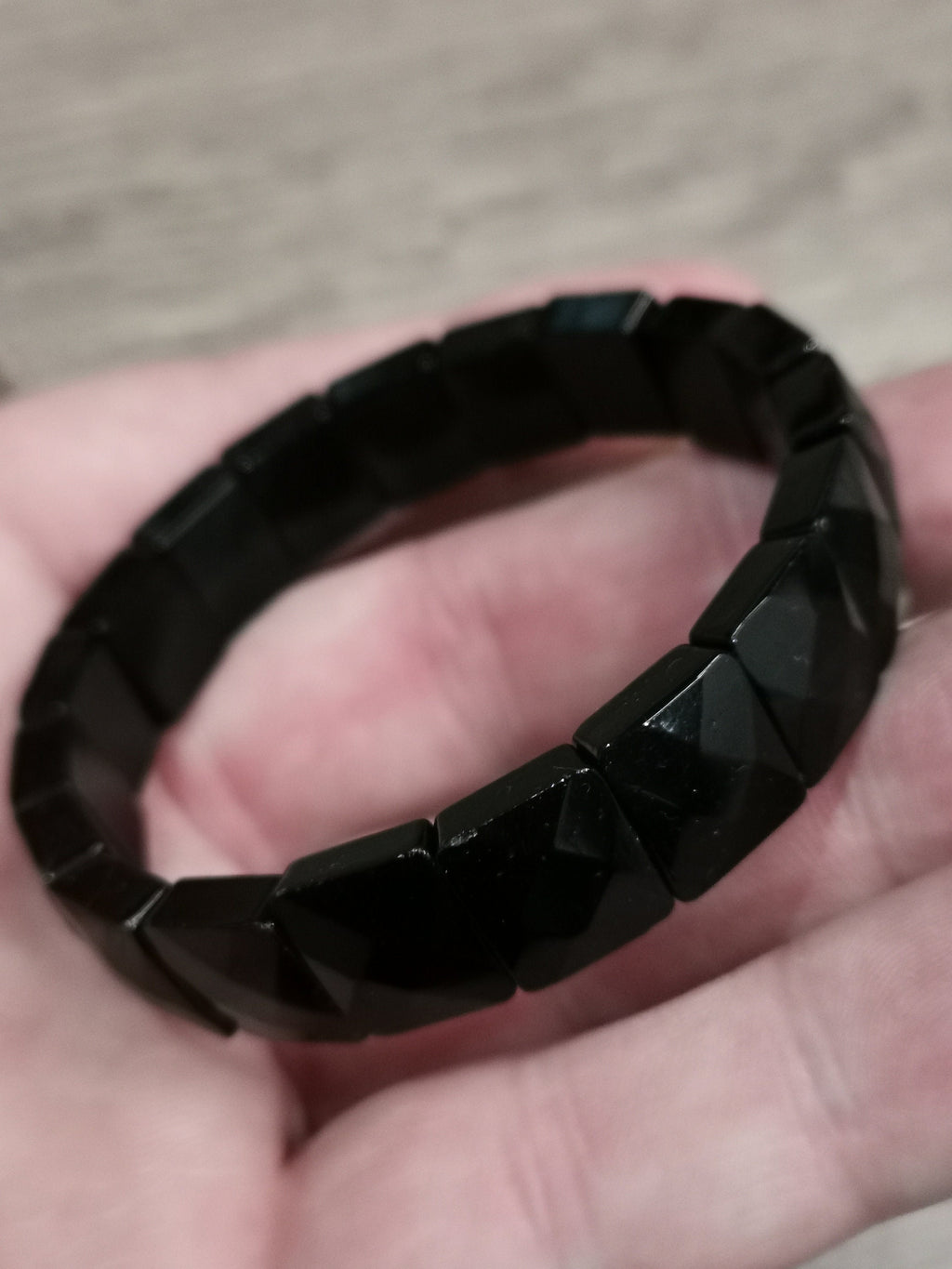 Turmalina Negra, pulseira de contas quadradas facetadas, qualidade Extra AA