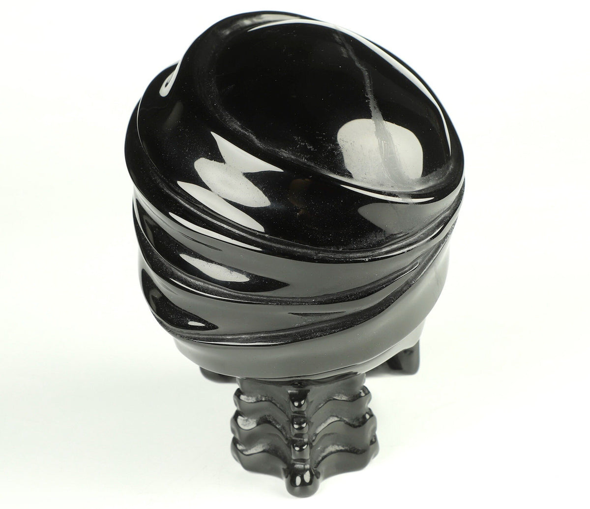 Obsidienne Noir , Zombie / Mort vivant , crâne de pierre naturelle volcanique  , Vanité