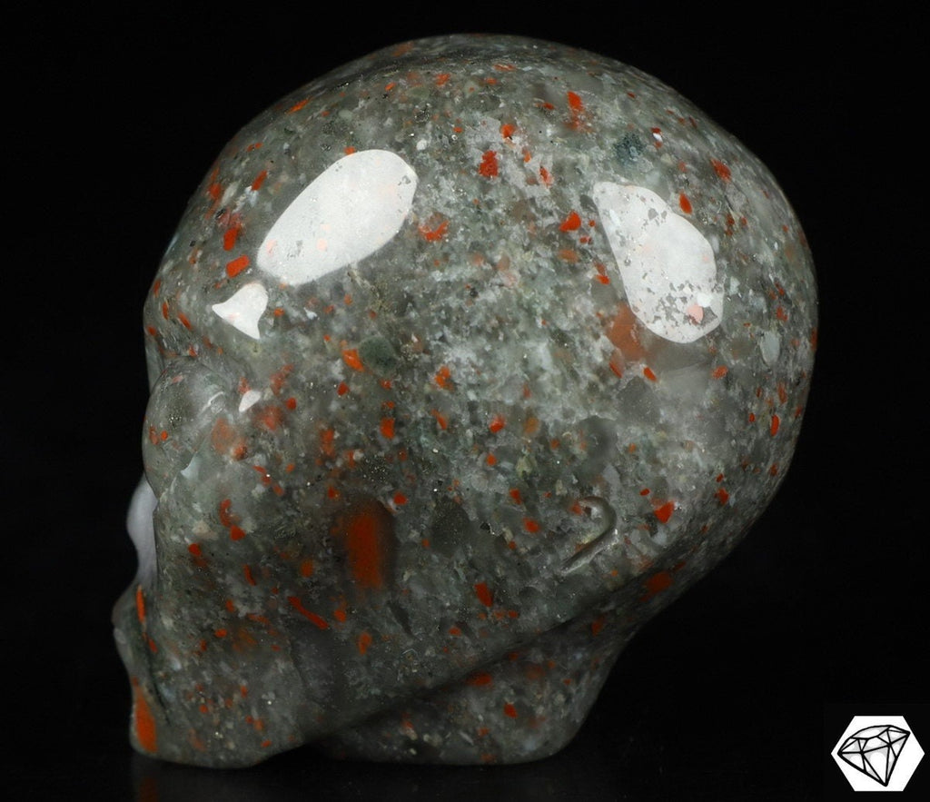 Alien-Schädel aus afrikanischem Blutjaspis, Kollektion / REIKI Skull, Cranio, Schädel, Craneo Crystal Skull