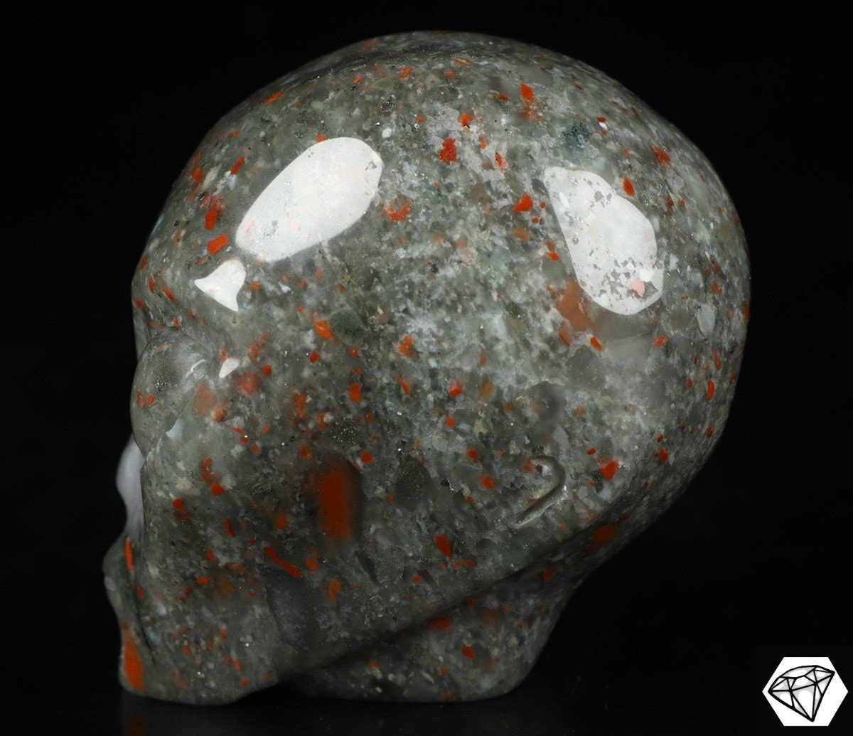 Crâne Alien cristal Jaspe Sanguin Africain  , collection / REIKI Skull , Cranio , SchÄdel , Craneo Crystal Skull