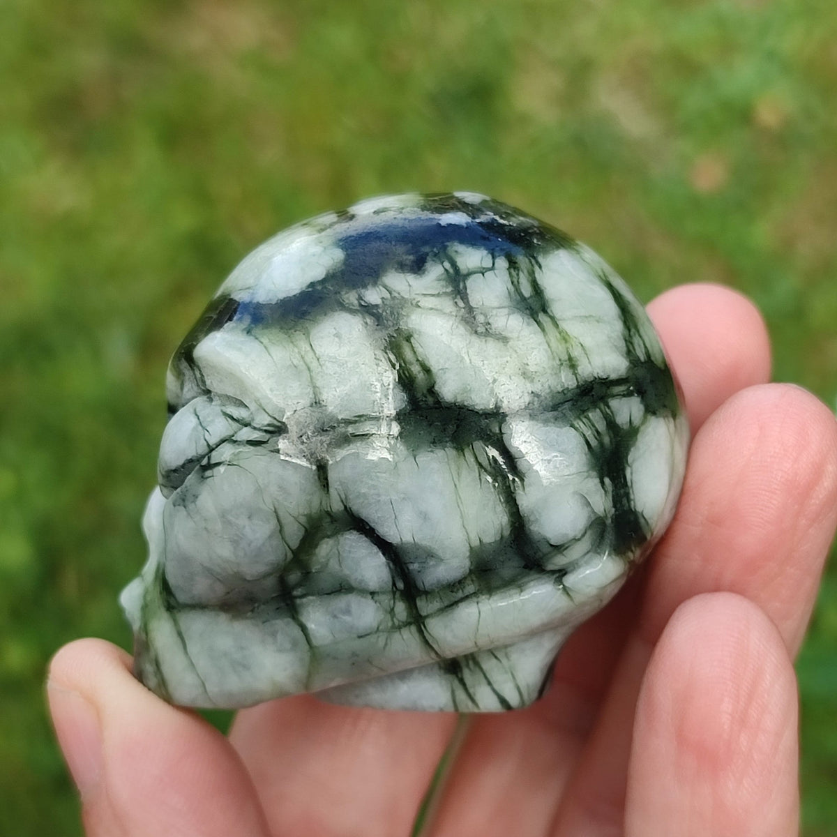 Jaspis Picasso Chinoise / Najeźdźca z kosmosu / Kolekcjonerska czaszka z naturalnego kamienia / dekoracja Skull, Cranio, SchÄdel, Craneo Crystal Skull