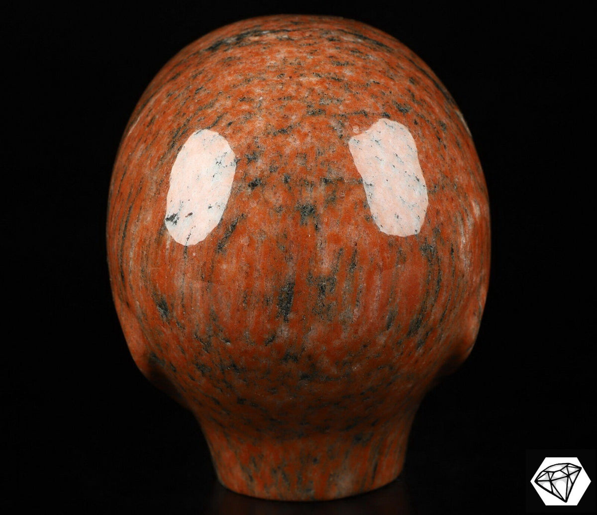 Crânio alienígena de Roswell em granito vermelho e labradorite · Pedra natural XL