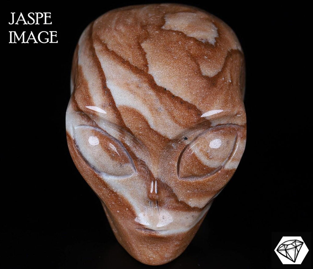 Landschapsjaspers, ALIEN-hoofd / Natuurstenen schedel voor verzamelaars / decoratie Skull, Cranio, SchÄdel, Craneo Crystal Skull