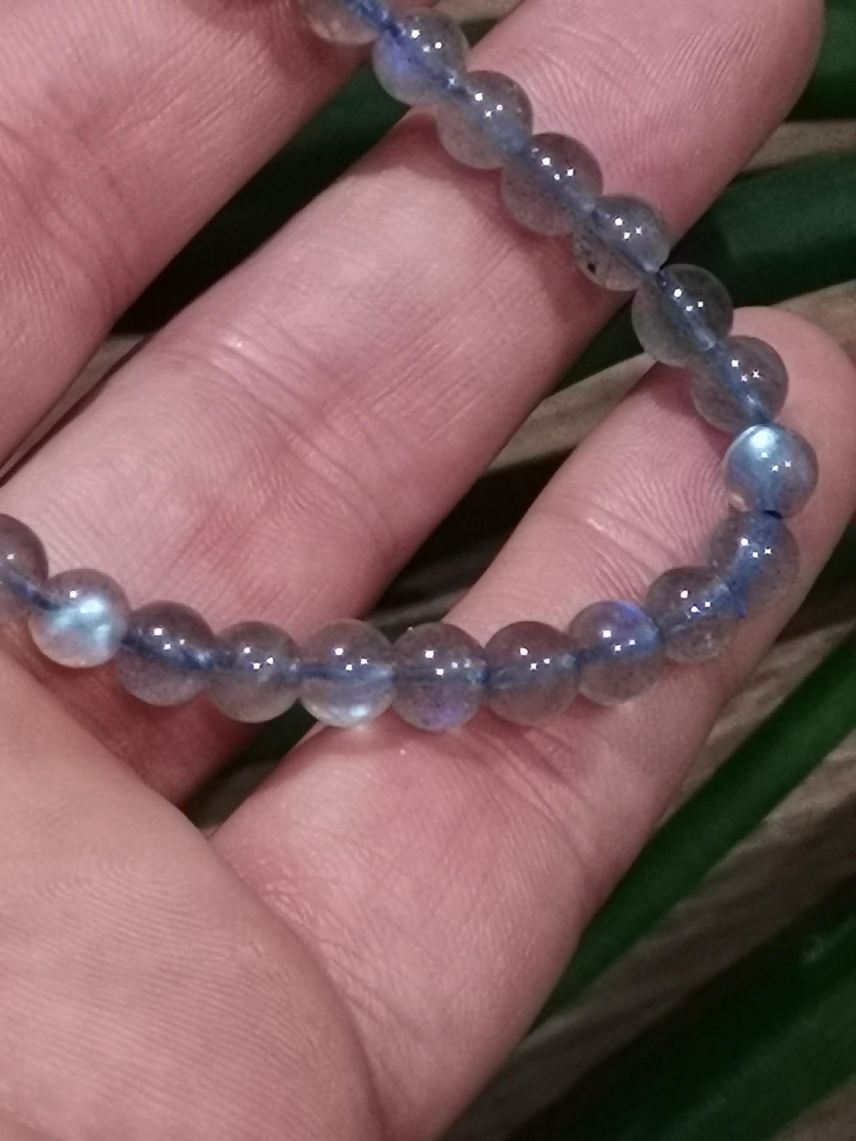 Pulseira em labradorite de Madagascar – Contas de 6 mm – AA – À medida