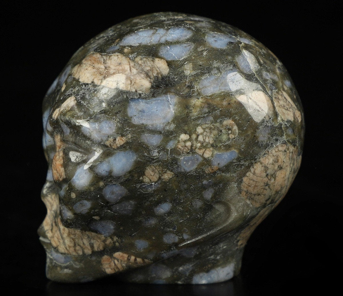 Opale Bleu : Que Sera llanite , Crâne de pierre naturelle de Collection   /  Skull , Cranio , SchÄdel , Craneo Crystal Skull