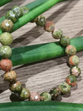UNAKITE , Custom-made natural stone bracelet ->  9 mm faceted round bead