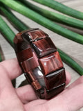 Rode ootstier, natuursteen armband Grote rechthoekige kralen 20 /15 mm